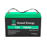 12V 100Ah LiFePO4 battery with top terminals, Howell Energy HWE