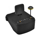 Black FPV video headset kit with two antennas and front control panel