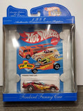 Red and yellow Hot Wheels Firebird funny car die-cast in blister pack