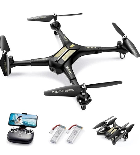 Black SYMA X600W quadcopter drone with camera, remote controller and spare batteries