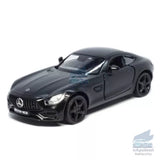 1/36 scale Mercedes AMG GTS diecast model car toy, black, front three-quarter view