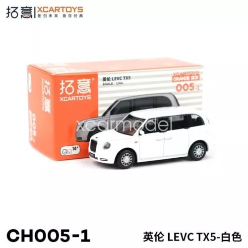 XCarToys 1:64 scale diecast Geely LEVC TX white car model with box