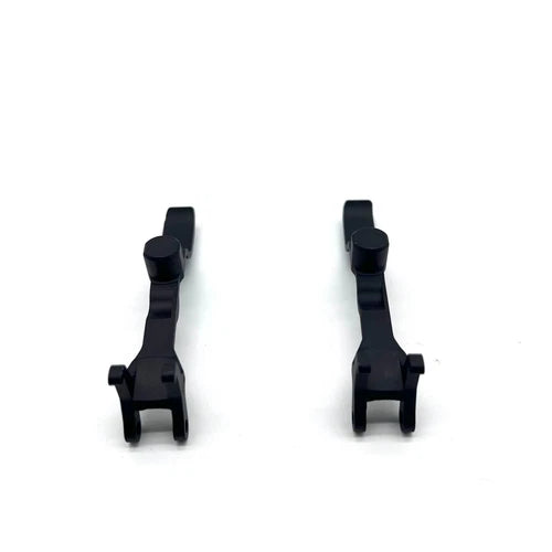 Black drone locking handle pieces with hinge and mounting tabs, pair
