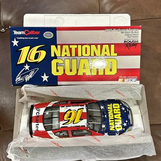 Diecast NASCAR race car #91 with National Guard design in open box