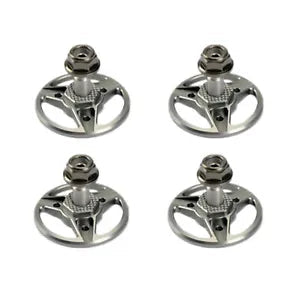 Set of four metal propeller mounting bases with central motor adapter hubs
