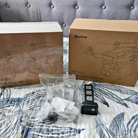 Drone package boxes with small battery module and packing materials