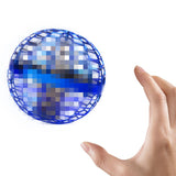 Blue LED mini drone orb with mesh shell, hand controller