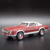 1:64 diecast model car, red and white classic coupe with chrome grille