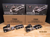 1/50 diecast tridem day cab truck model, black and white, in packaging
