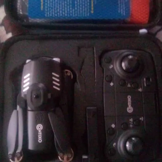 Drone camera module with front LED light bars and control buttons
