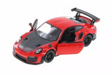 Red Porsche 911 GT2 RS 1:36 diecast pullback toy car with rear wing