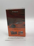 Tarmac Works 1:64 diecast car model box, orange and black with logo