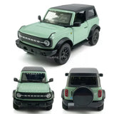 Green diecast Ford Bronco model car, 1/36 scale toy