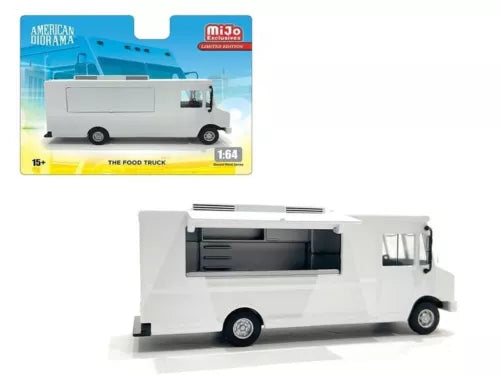 1/64 diecast food truck model, plain white van with open service window