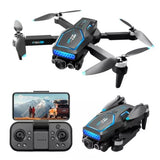 Toy quadcopter drone with front camera and blue LED lights