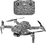 Abstract black-and-white drone skin with camera and antenna cutouts