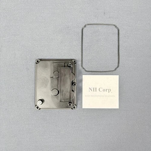 Spraying module drone metal housing with hinged cover and paper label