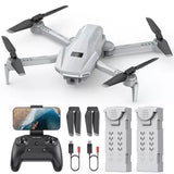 White foldable RC quadcopter drone with 4 propellers and built-in camera