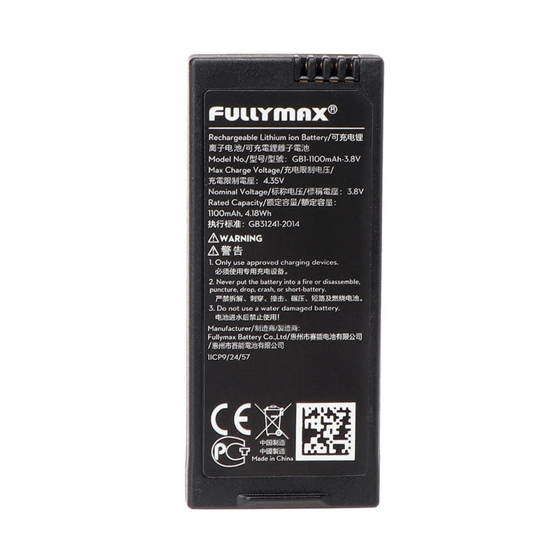 Rechargeable lithium drone battery, Fullymax, black with charging contacts