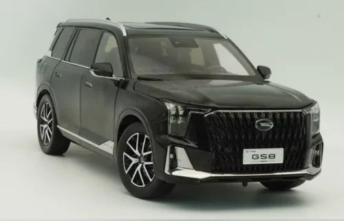 1/18 scale black diecast SUV model, front view with chrome grille