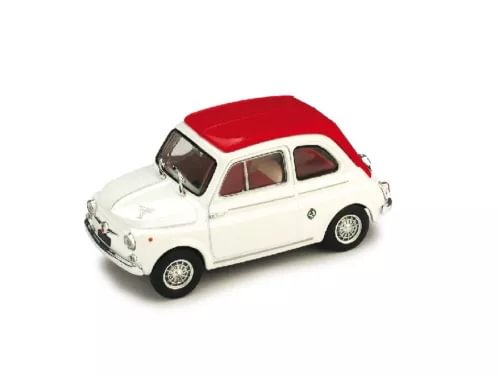 1:43 scale diecast FIAT 595 SS Abarth car model, white body with red roof