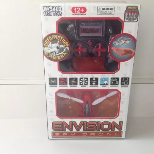 Red RC spy drone with camera, 2.4GHz remote control toy drone