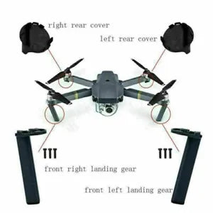 Drone landing gear legs with arm covers and mounting bracket set