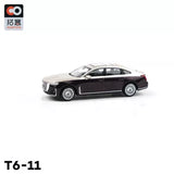 1/64 scale diecast sedan model car, black and silver with detailed grille
