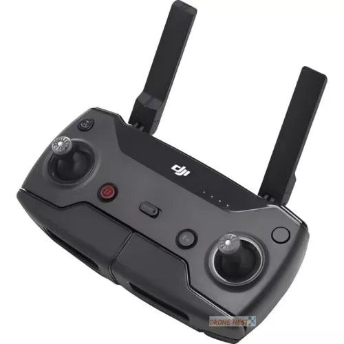 DJI drone remote controller with two antennas and dual control sticks, dark gray