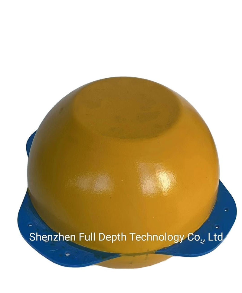 Underwater buoy with yellow foam dome and blue base ring