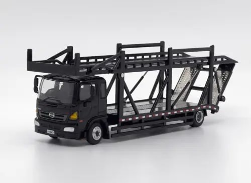 Black HINO Ranger double transport diecast truck model with metal cage flatbed