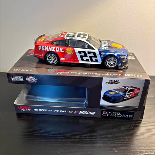 1:24 NASCAR diecast stock car in retail box, blue and red #22 Pennzoil