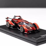 1/64 scale red Lamborghini diecast car model with black details and open wheels