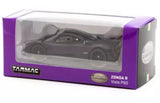 Black diecast model car in clear display box, Pagani Zonda R Viola PSO