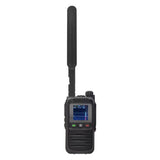 Handheld drone detector with extended antenna and small display screen