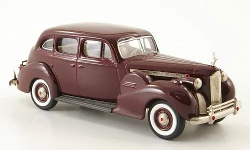 Burgundy Rextoys diecast Packard Super Eight car, 1/43 scale, open grille