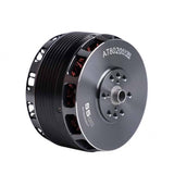 AT8020 brushless DC motor with aluminum mounting plate, dual connectors, black housing