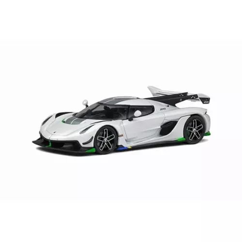 Koenigsegg Jesko 2021 diecast mini car, white with black and green accents