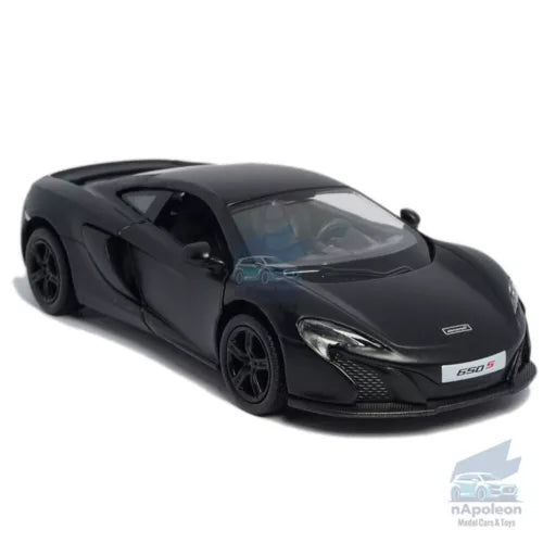 McLaren 650S 1:36 diecast model car in black, alloy toy vehicle with detailed front