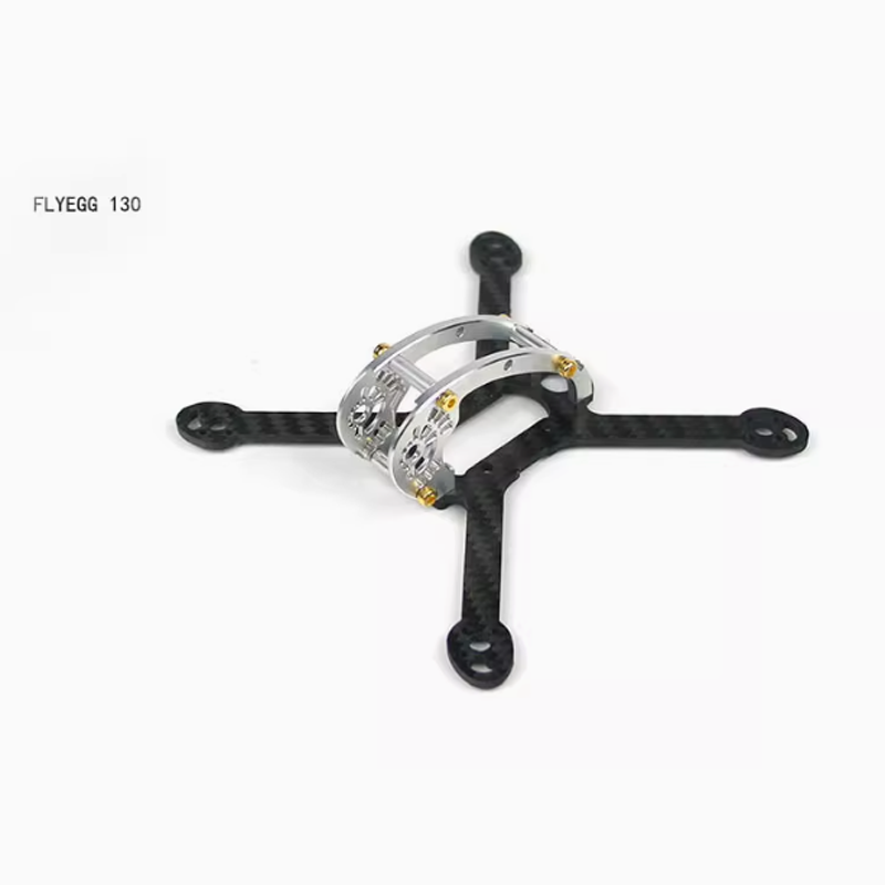 Small FPV quadcopter drone frame with four prop arms and central mounting plate