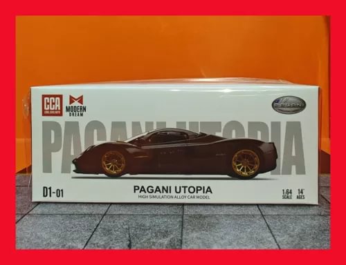 1/64 diecast Pagani Utopia model car, dark brown on box