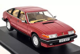 Red 1:43 diecast model car, classic front grille, bumper lights and hood