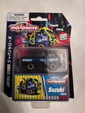 1:64 diecast toy car in blister, Suzuki Carry with blue and yellow graphics