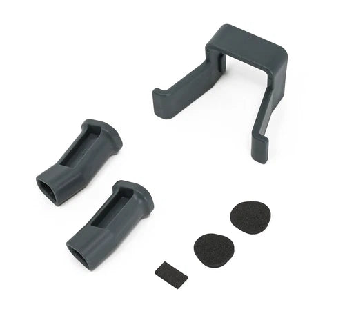 Gray landing gear bracket protect set with two caps and grip pads for drone