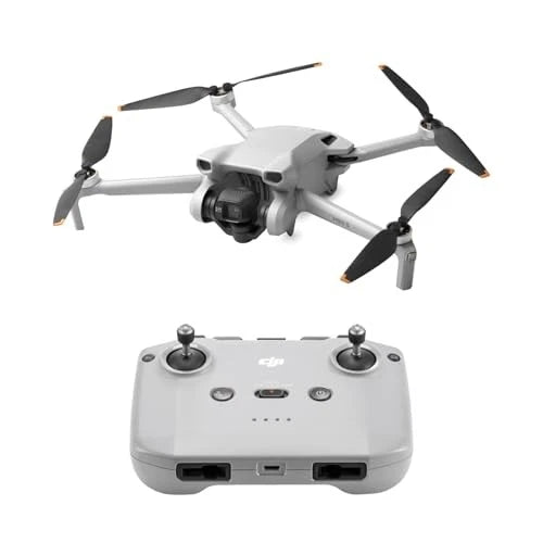 Camera drone with 4 propellers and handheld controller, white