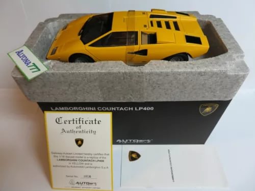 Diecast Lamborghini Countach LP400 model car, yellow