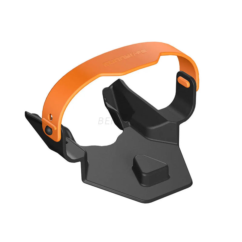Orange and black drone propeller protective holder with fixed blade guard
