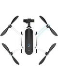 Compact quadcopter drone with four propellers and camera mount