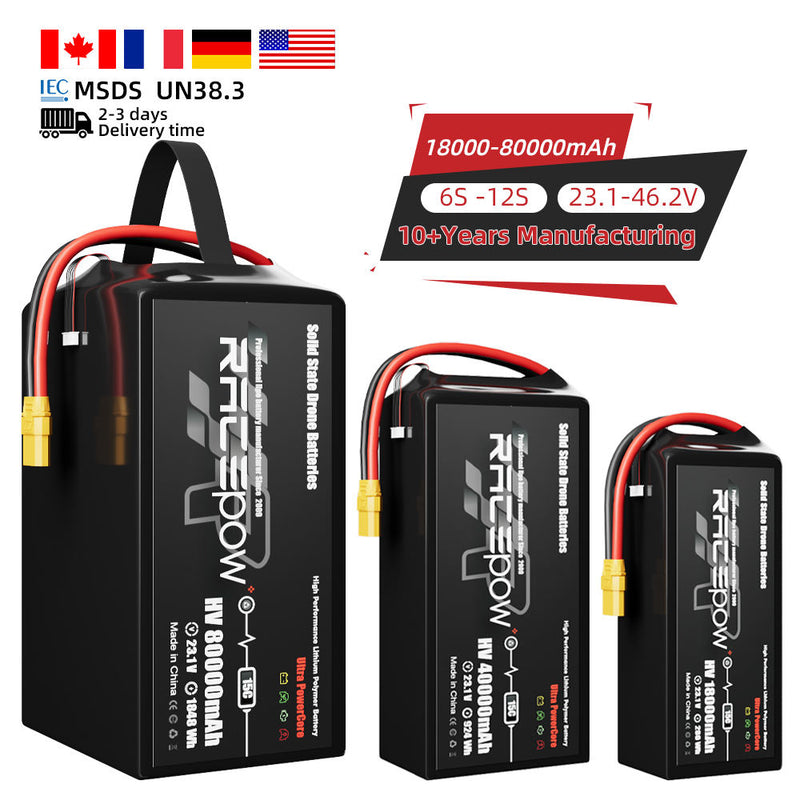 High Quality Racepow HV 80000mAh 6S 12S 14S 18S Solid State Battery for Drone UAV VTOL Drone