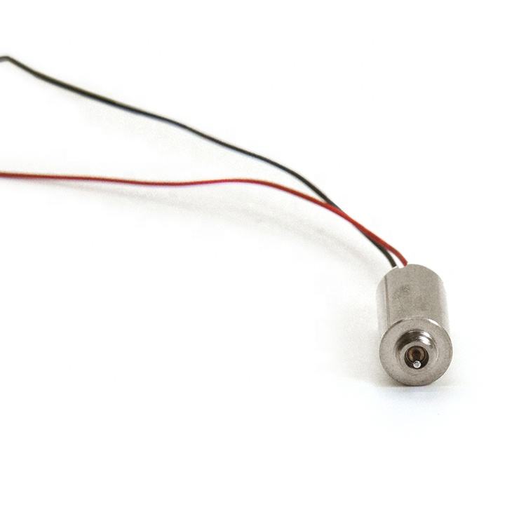 Small DC coreless motor with mounting shaft and red/black wires